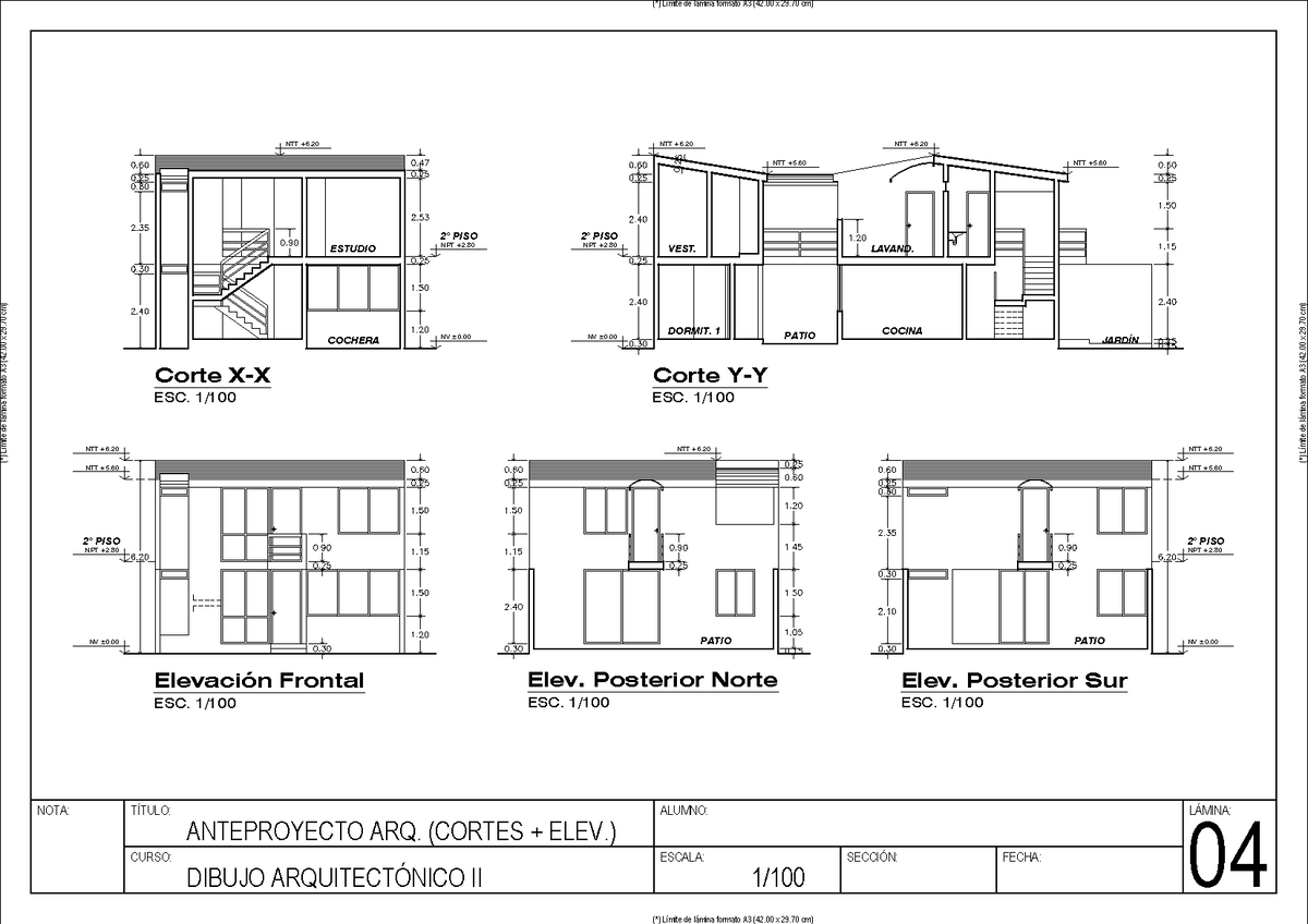 04 Dibujo Arquitectónico II UTP - NOTA: TÍTULO: CURSO: ALUMNO: ESCALA ...