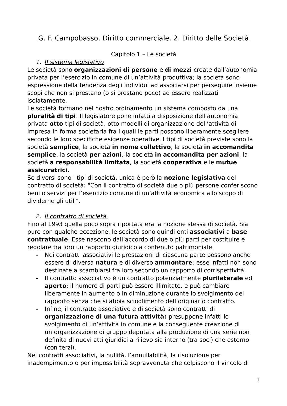 Riassunto g f campobasso diritto commerciale volume 2 diritto delle societa  nona edizione 1 - Studocu