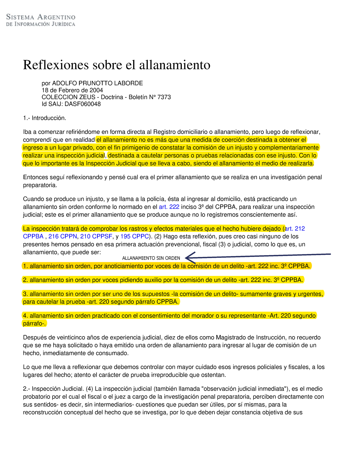 Reflexiones Sobre El Allanamiento - Introducción. Iba A Comenzar ...