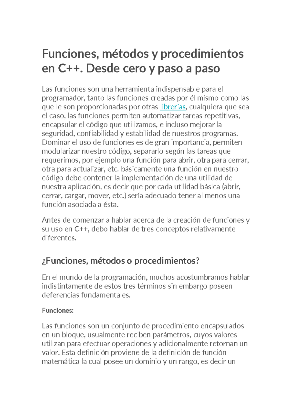 Funciones en c++ - Información - Funciones, métodos y procedimientos en ...