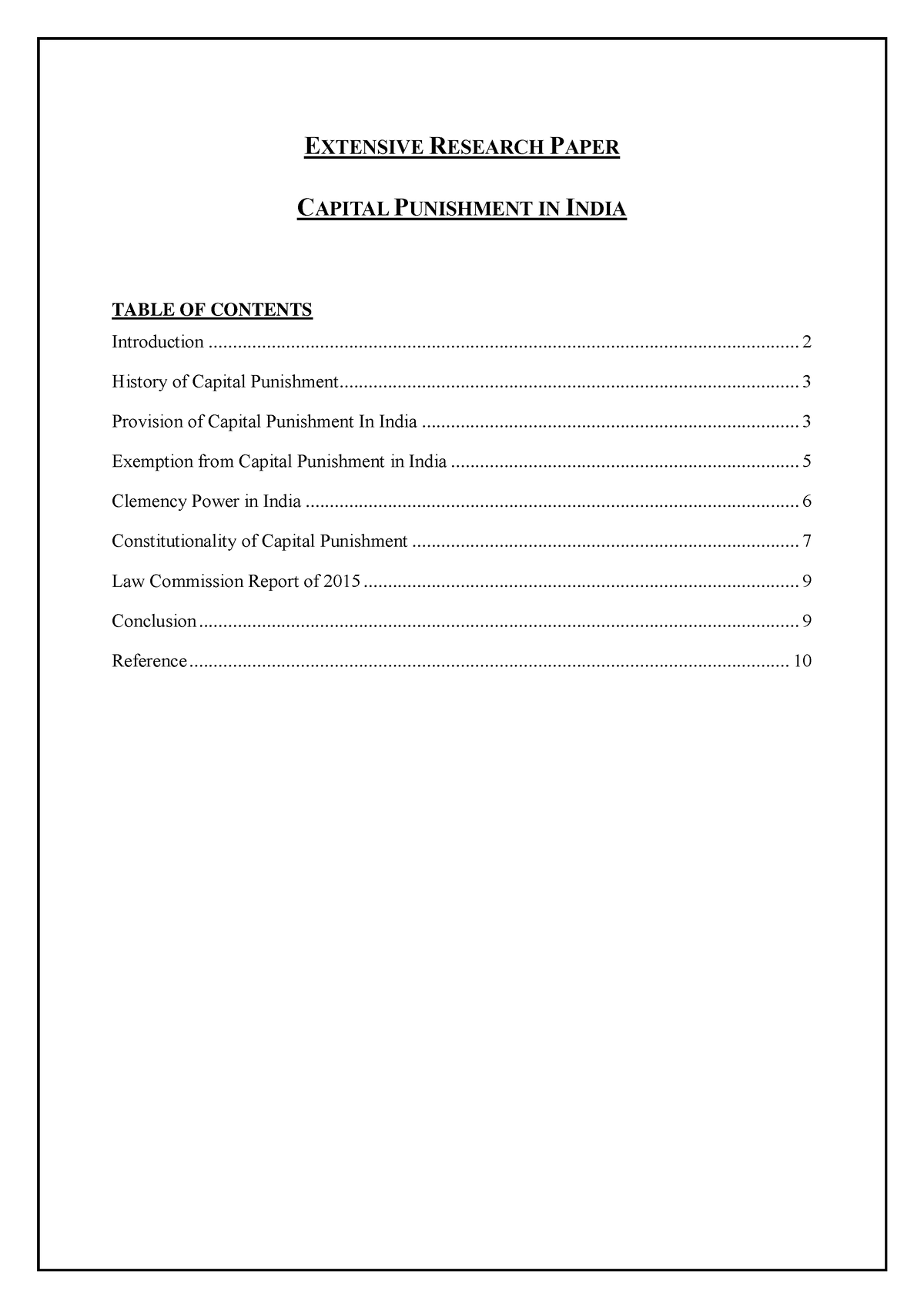 research paper on capital punishment in india