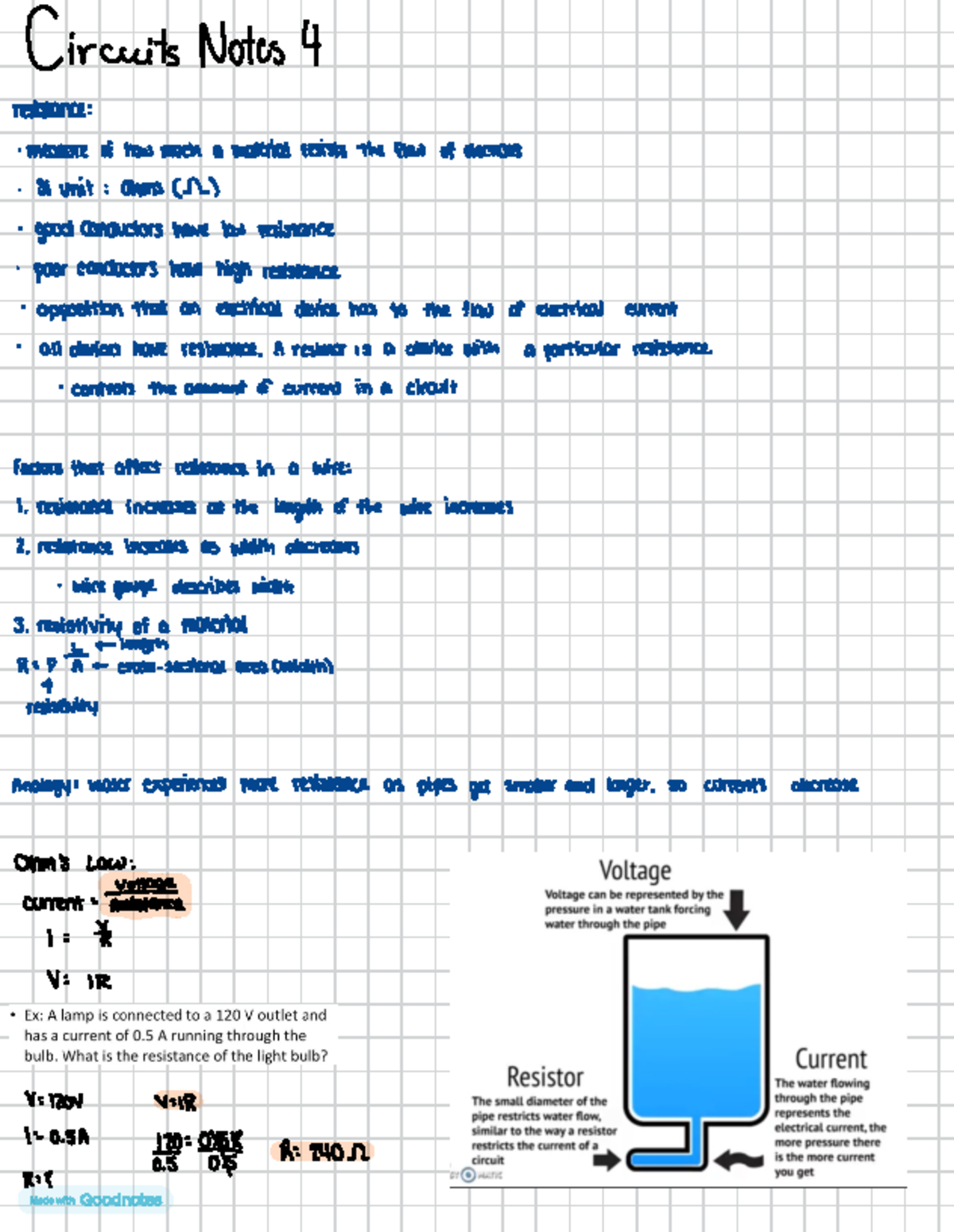 Notes 4 - Circuits Notes 4 resistance : measure of how much a material ...