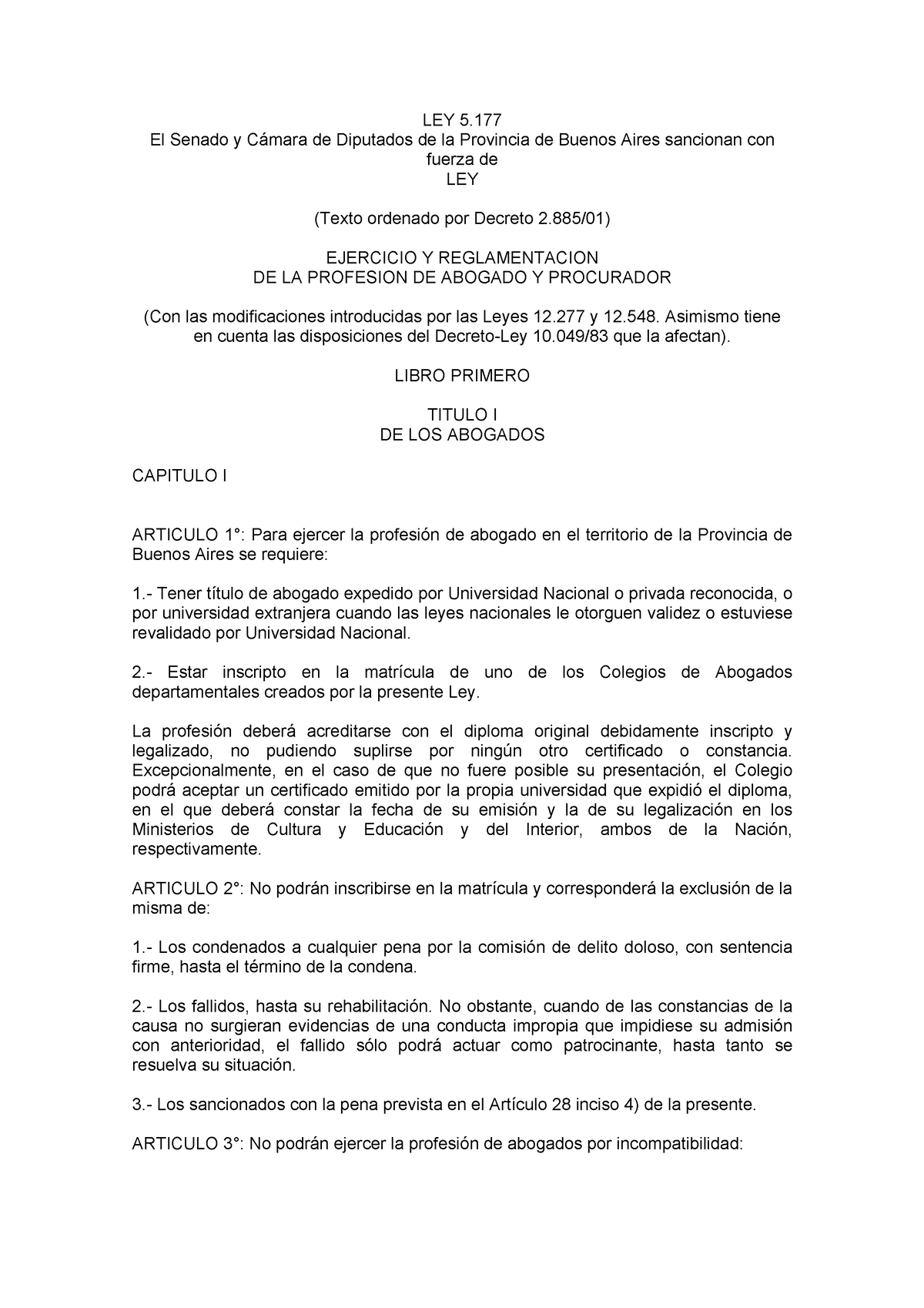 Ley5 - Leyes - LEY 5. El Senado Y Cámara De Diputados De La Provincia ...