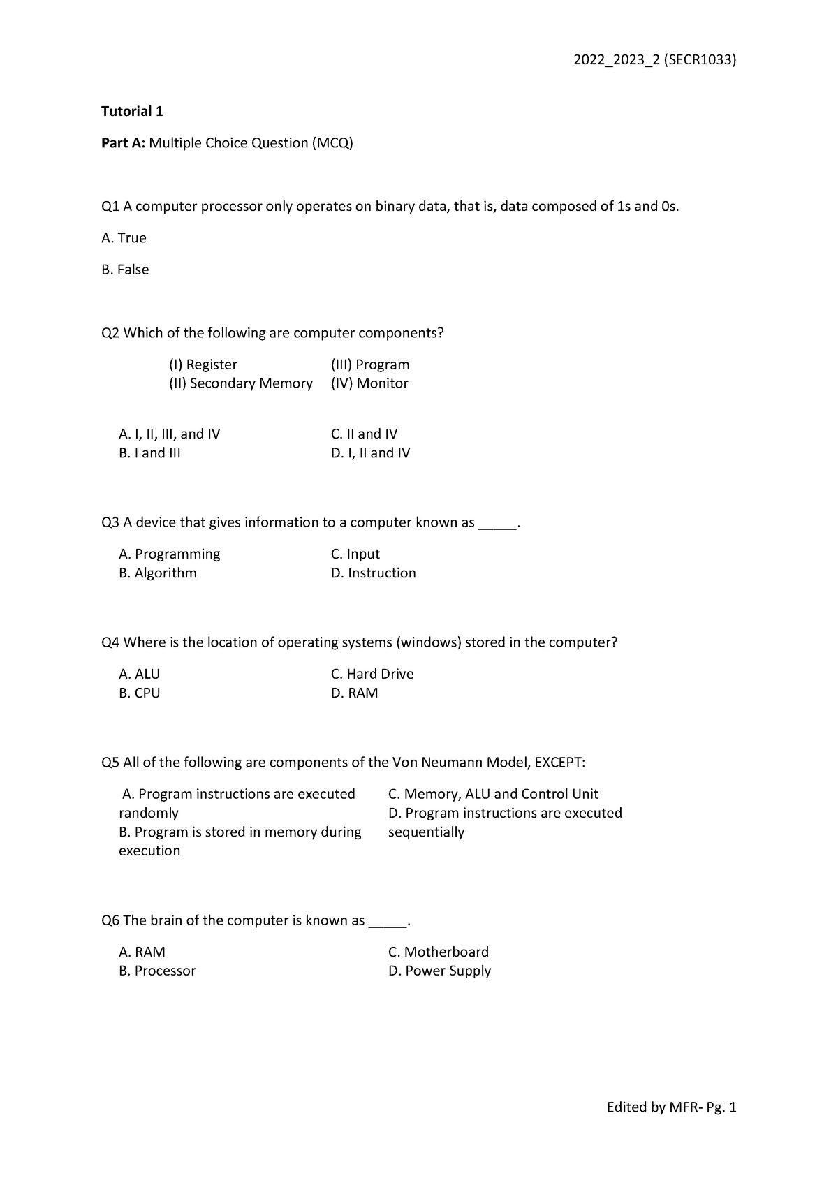 Tutorial Module 1 - 2022_2023_2 (SECR1033) Edited by MFR- Pg. 1 ...