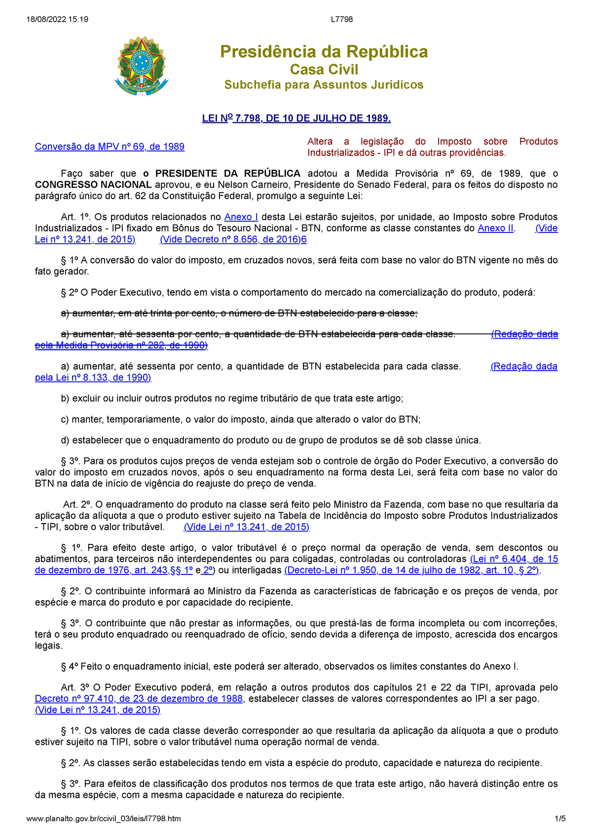 L7798 - IPI - Presidência Da República Casa Civil Subchefia Para ...