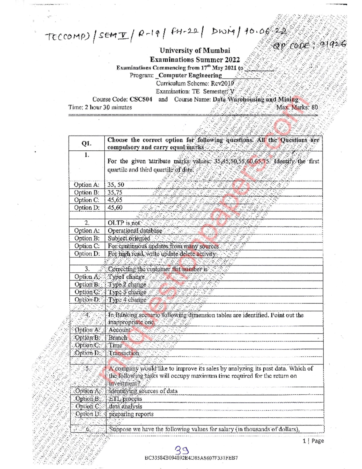 Be Computer-engineering Semester-5 2022 May Data-warehousing-miningrev ...