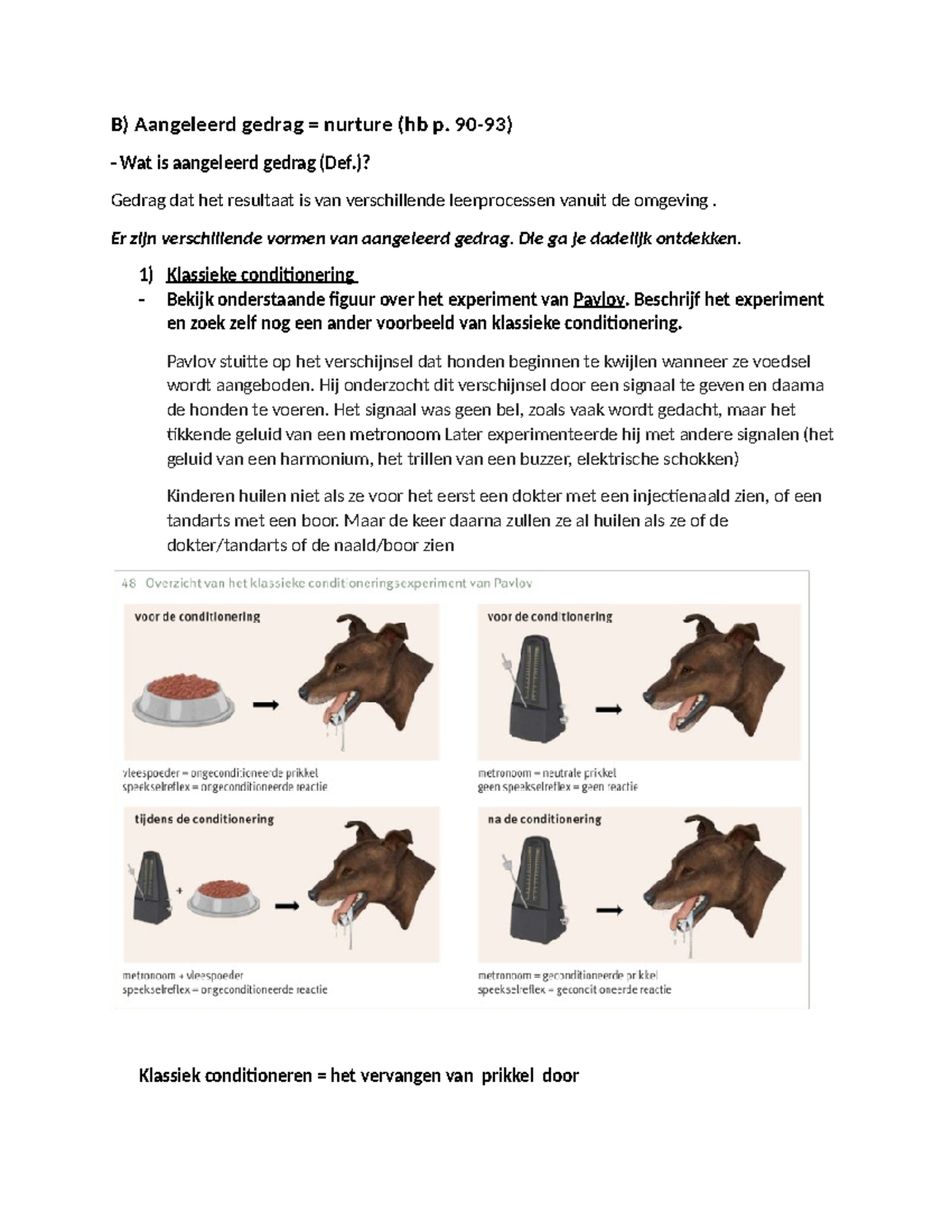 Werkblad Aangeleerd Gedrag - B) Aangeleerd Gedrag = Nurture (hb P. 90 ...