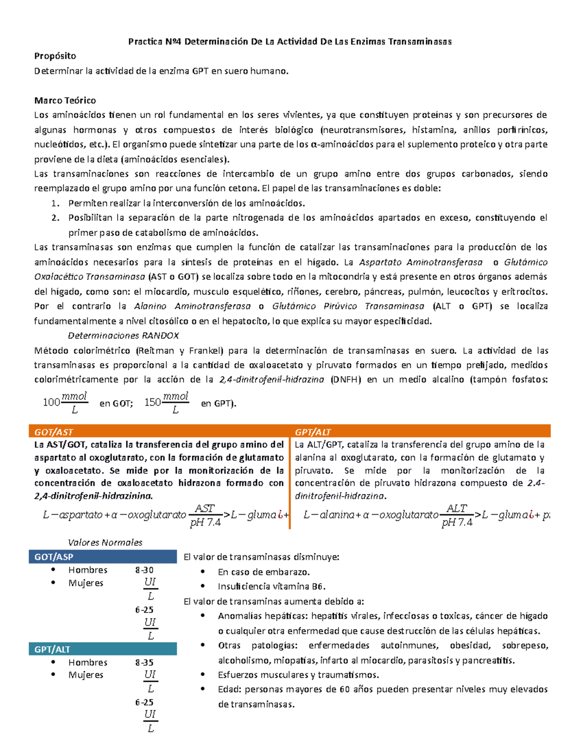 Transaminasas altas valores normales Transaminasas altas valores normales