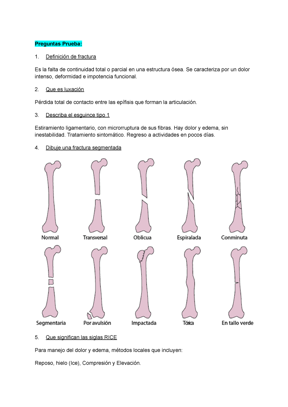 Traumatología Práctica - Clase 1 - Preguntas Prueba: Definición De ...