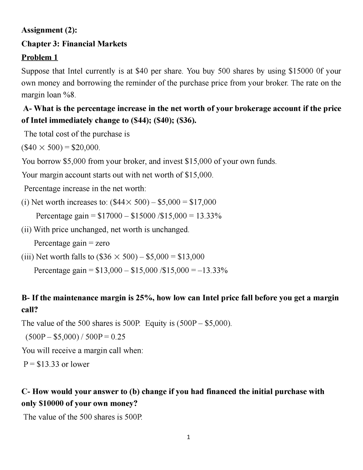 financial markets peer graded assignment answers