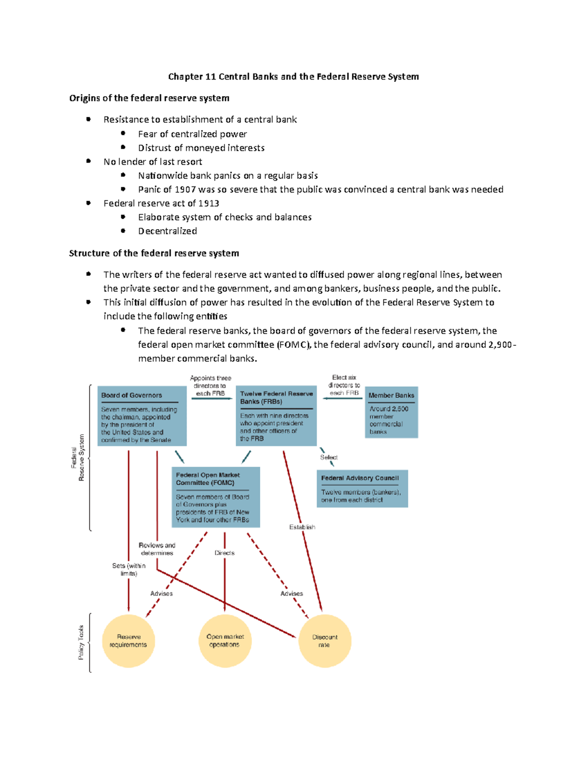 money and banking Chapter 11 Central Banks and the Federal Reserve