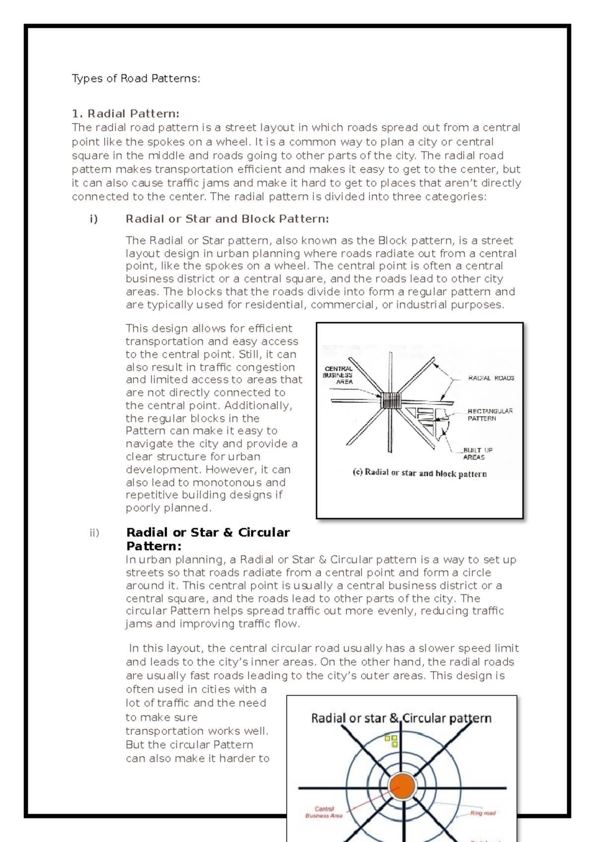 Radial Patterns - Types of Road Patterns: 1. Radial Pattern: The radial ...