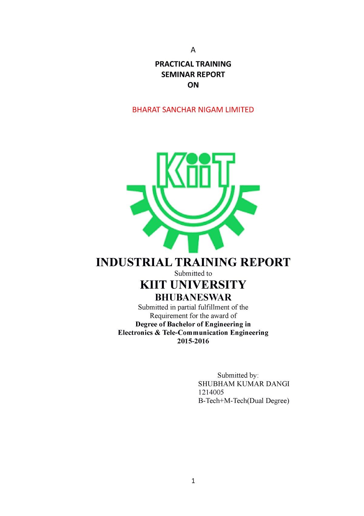 A Practical Training Seminar Report ON I - A PRACTICAL TRAINING SEMINAR ...