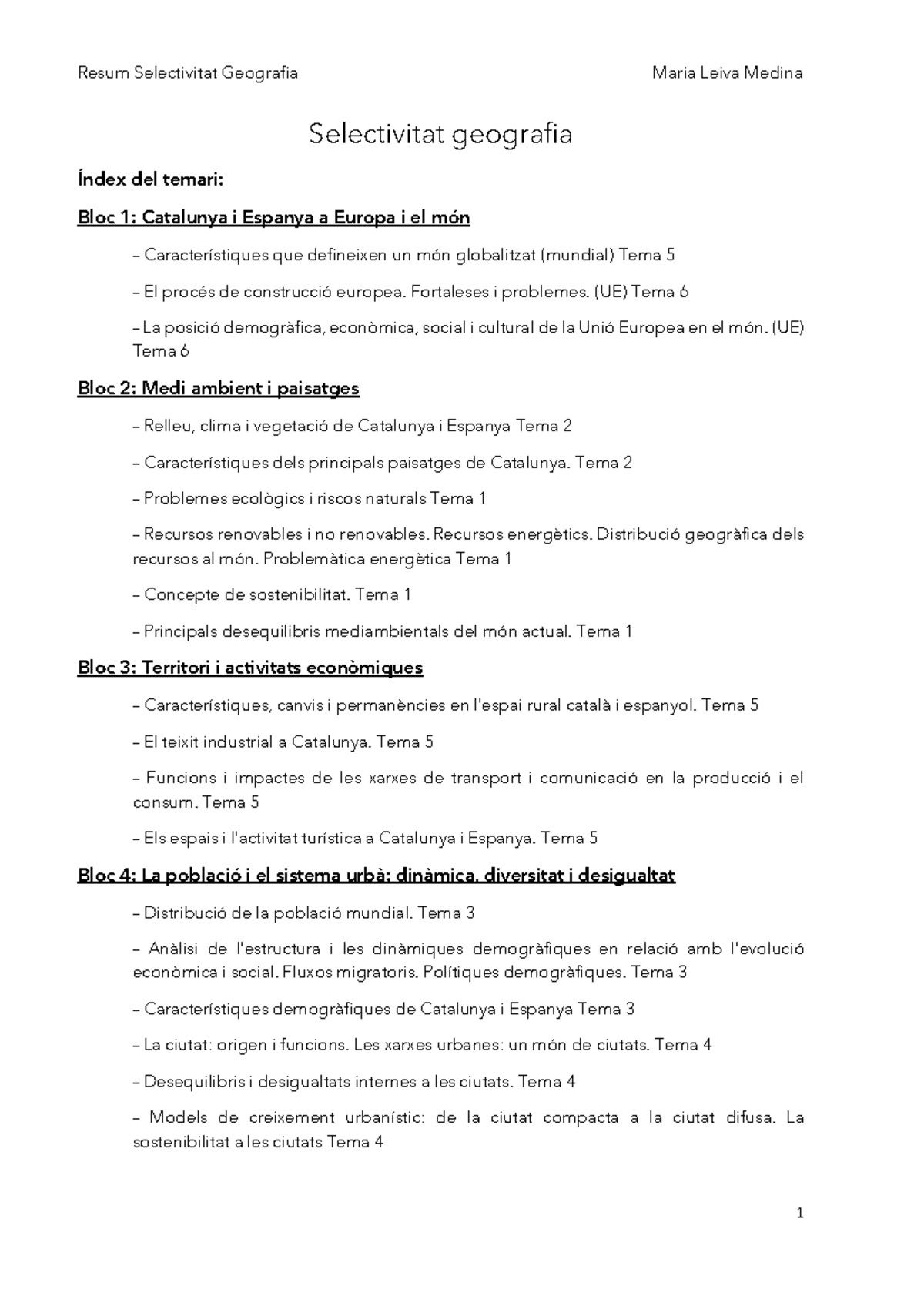 Selectivitat geografia - Selectivitat geografia Õndex del temari: Bloc ...