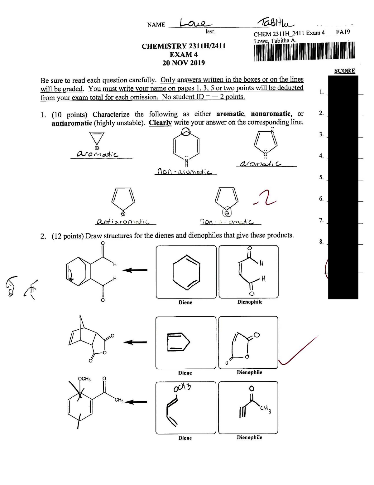 CHEM2211 Exam 4, Fall 2019 - CHEM 2211 - Studocu