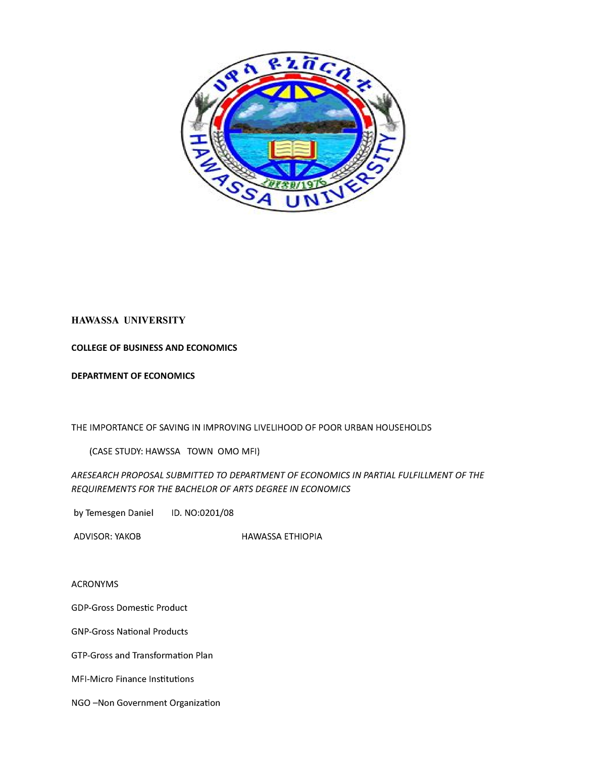 hawassa university research proposal format pdf