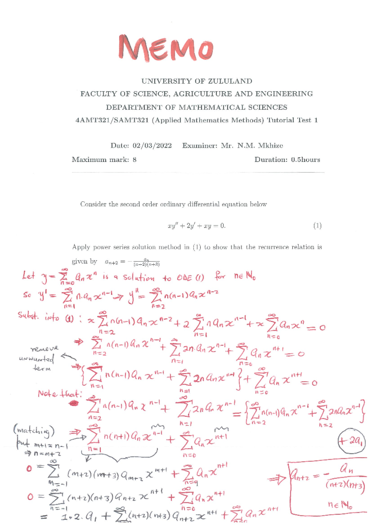 Tutorial Test 1 Solutions - 222 - Studocu