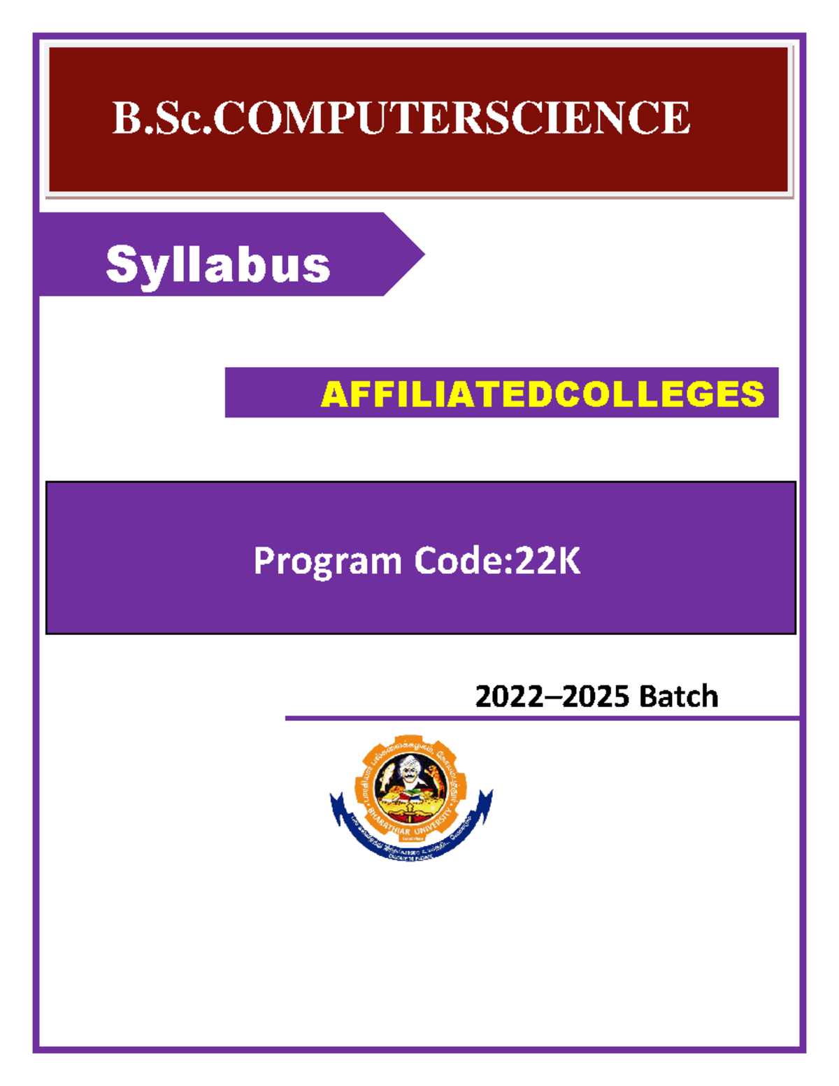 Bsc cs 2022 2023 - Syllabus for bsc cs 2022-2023 - Syllabus ...