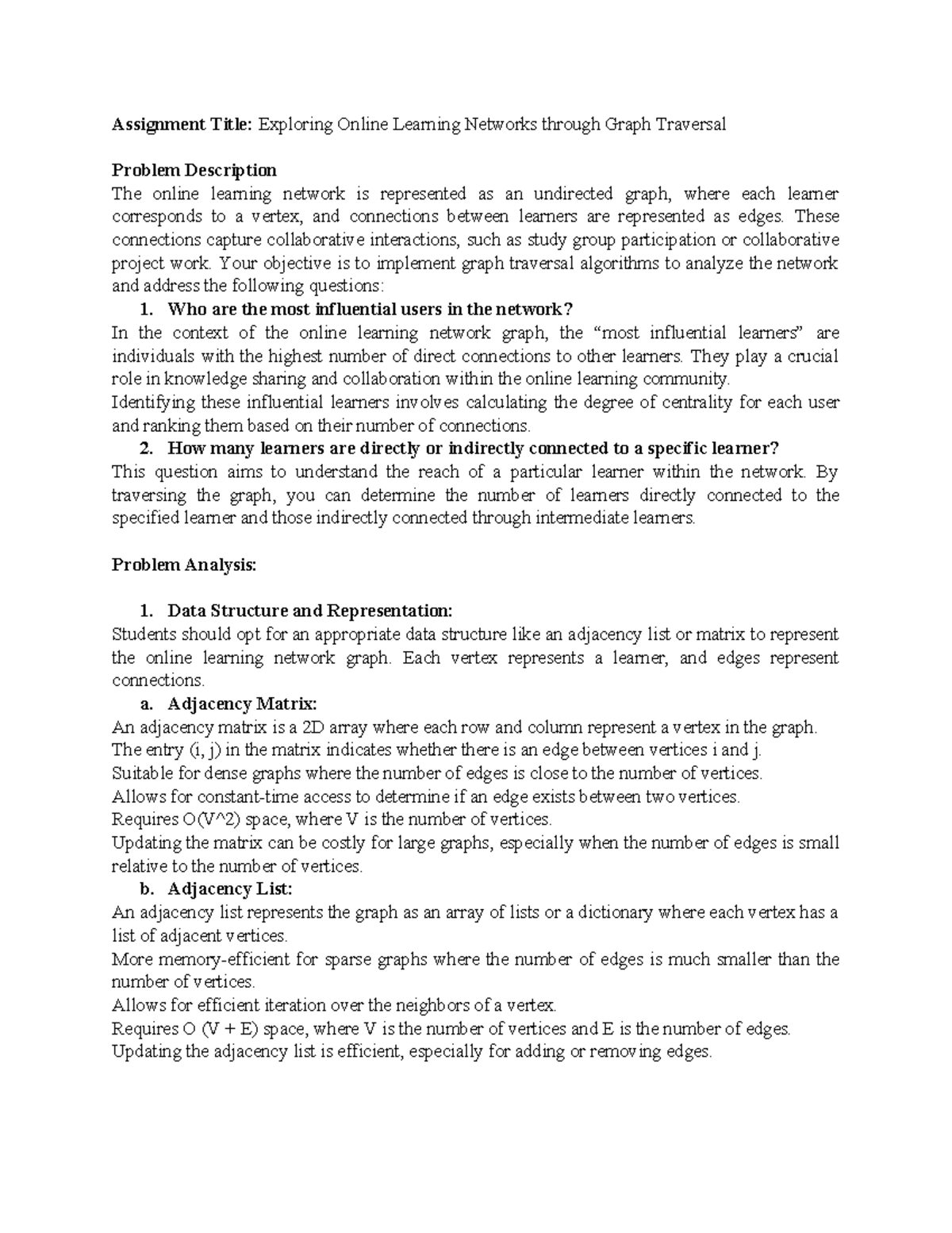 data structures Assignment - Assignment Title: Exploring Online ...
