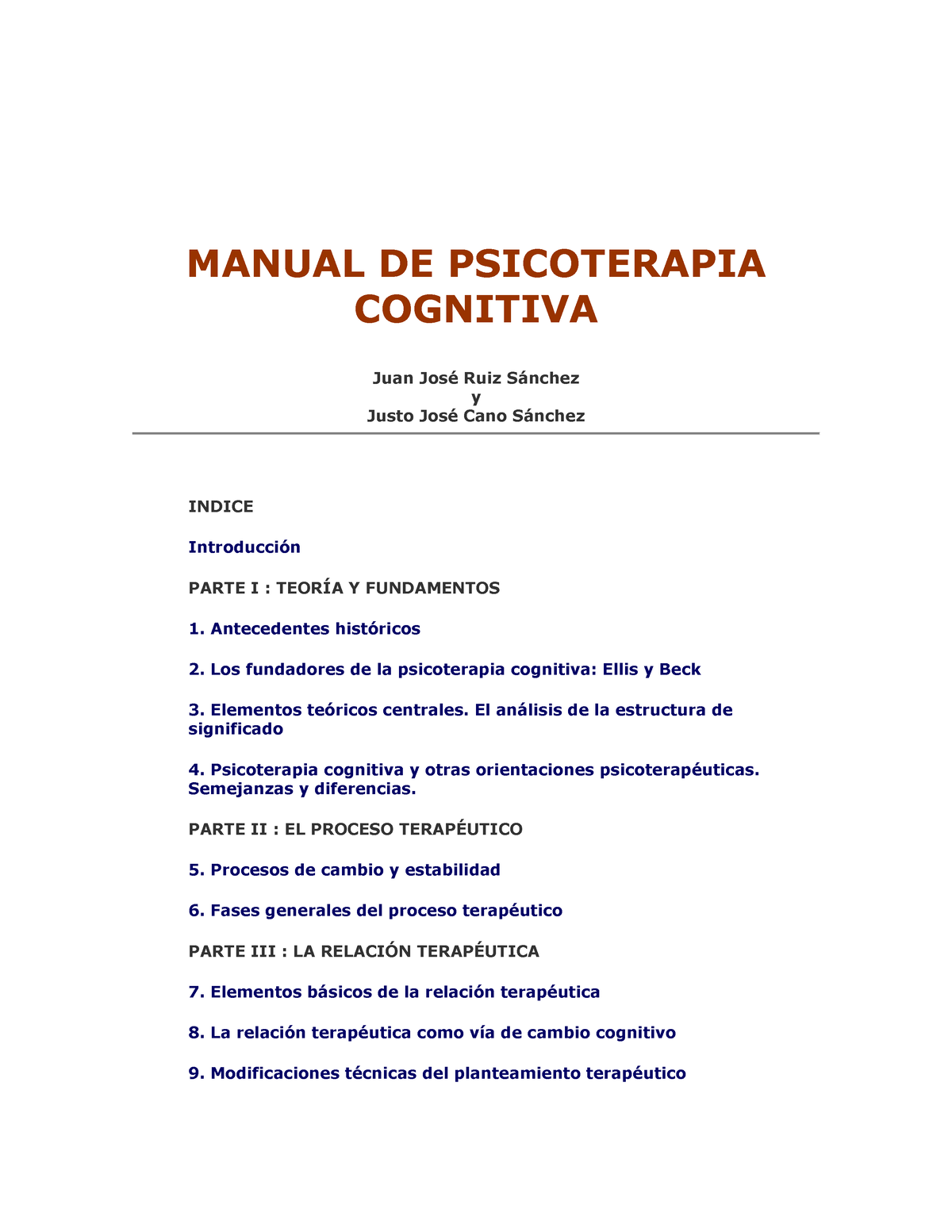 Manual DE Psicoterapia Cognitiva - MANUAL DE PSICOTERAPIA COGNITIVA ...