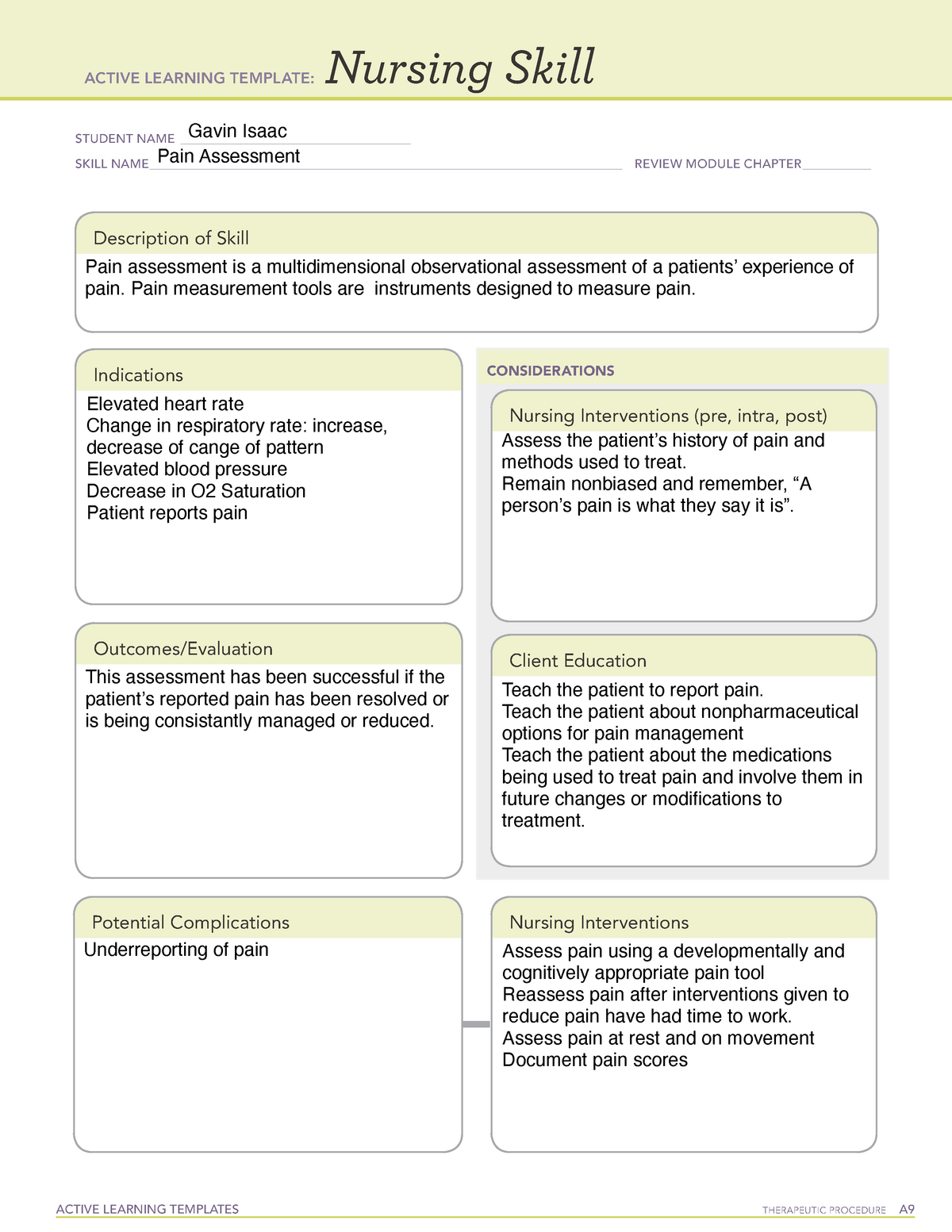 Skill Pain Assessment - Active Learning Template - ACTIVE LEARNING ...