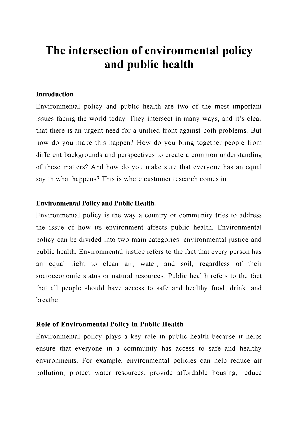 The Intersection Of Environmental Policy And Public Health - The ...