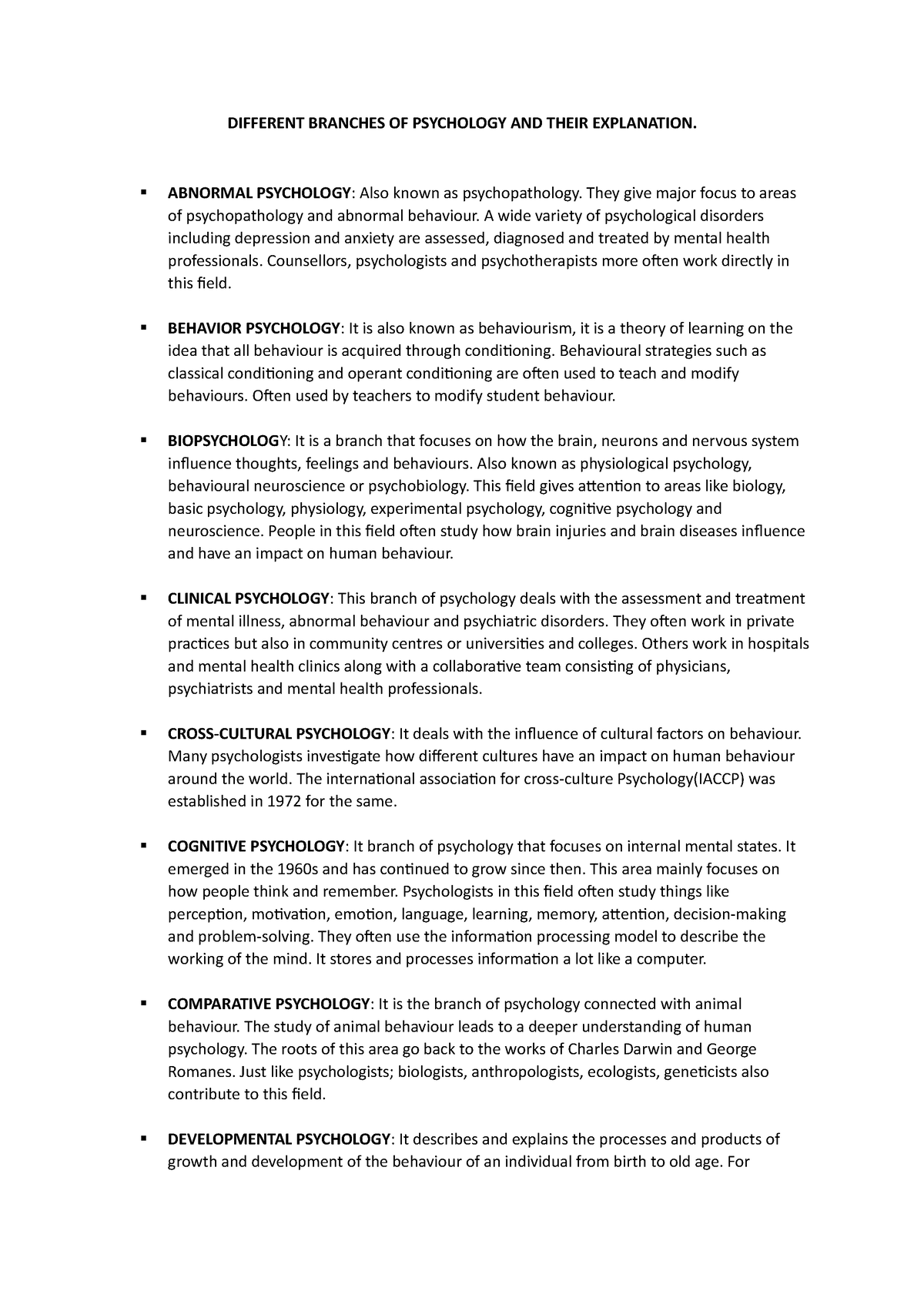 Different Branches OF Psychology AND Their Explaination DIFFERENT   Thumb 1200 1698 