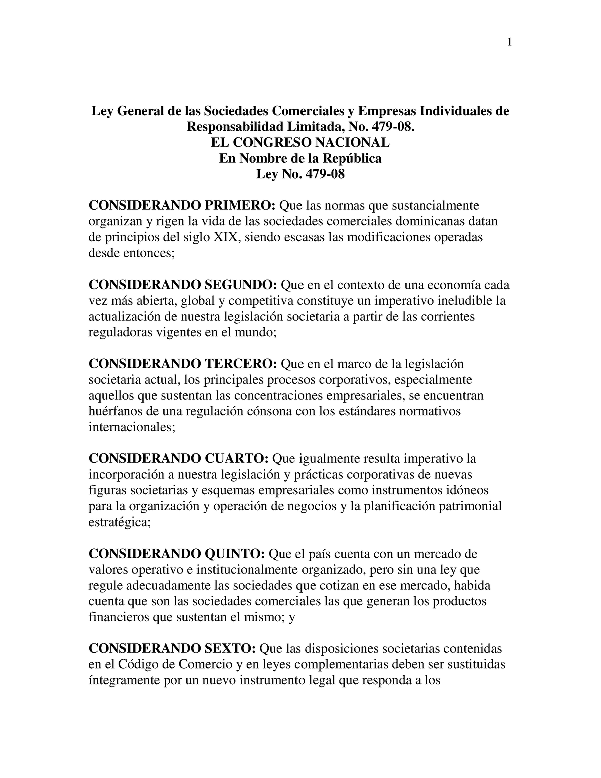 Ley 479-08, Sociedades Comerciales - Ley General De Las Sociedades ...