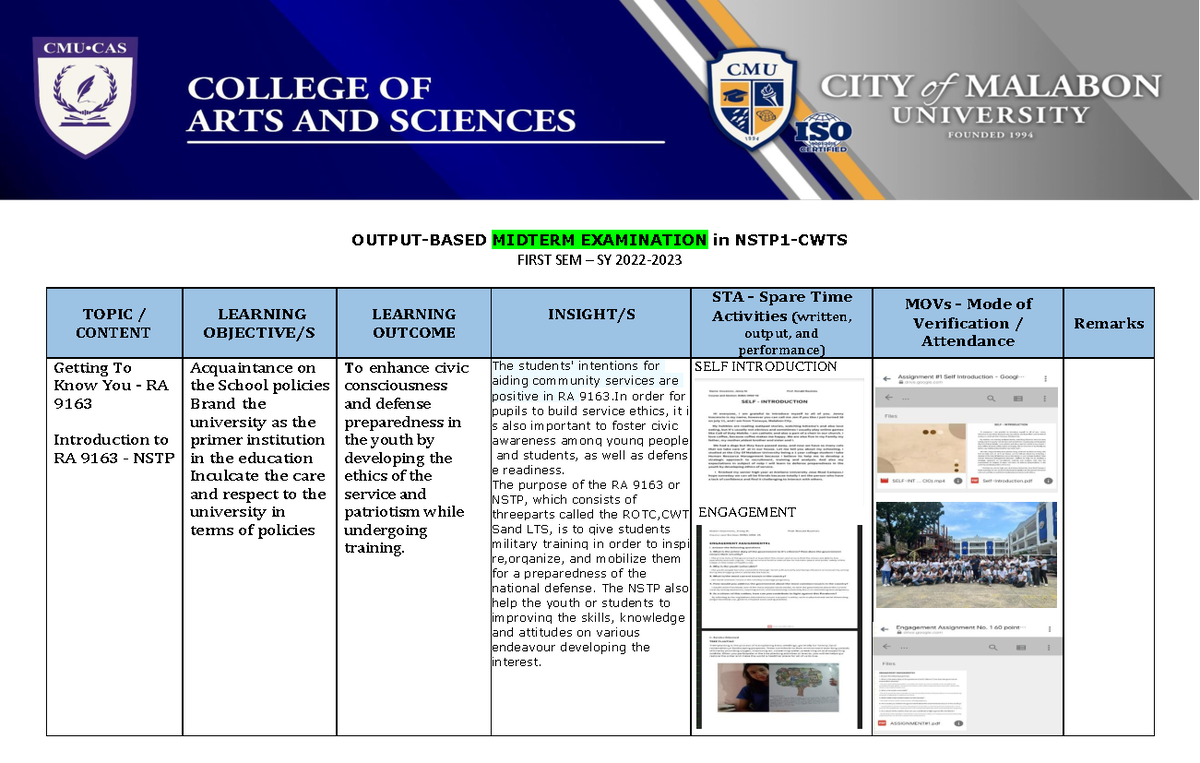 Inocenciooutput Based - OUTPUT-BASED MIDTERM EXAMINATION in NSTP1-CWTS ...