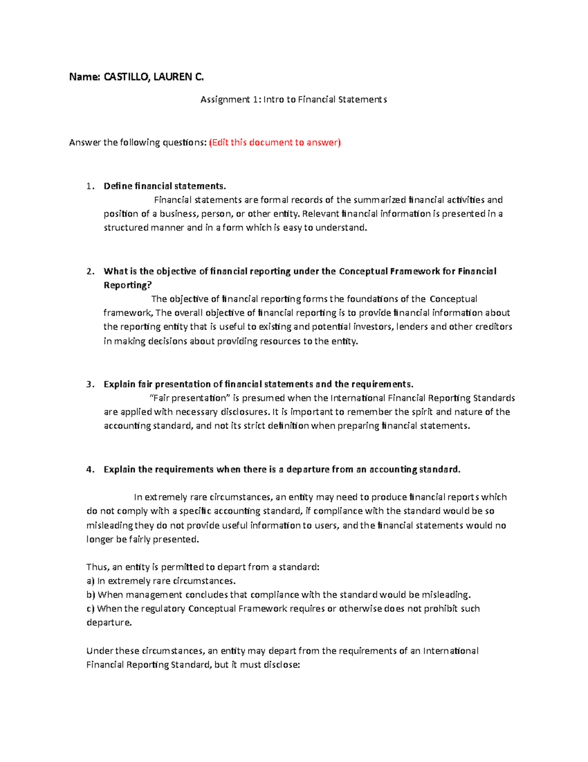 Exam 14 August 2019, Questions And Answers - Name: Castillo, Lauren C 