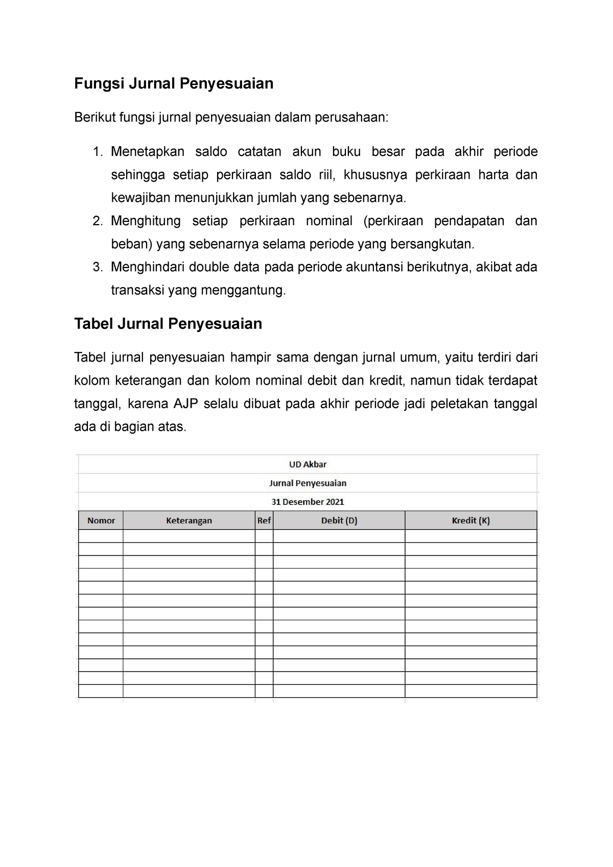 Fungsi Jurnal Penyesuaian - Fungsi Jurnal Penyesuaian Berikut Fungsi ...