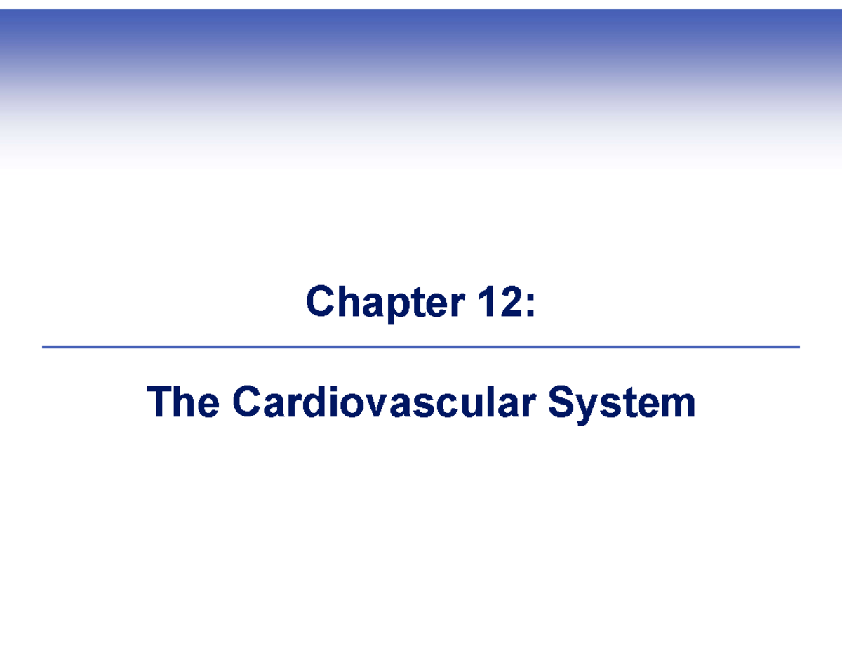 Chapter 12 Cardiovascular System Powerpoint - Chapter 12: The ...