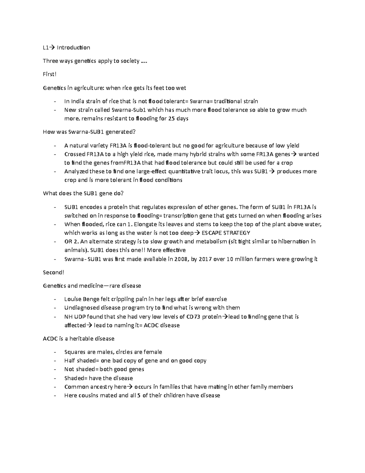 Lecture 1 introduction lesson and genetic analysis uses - L1 ...