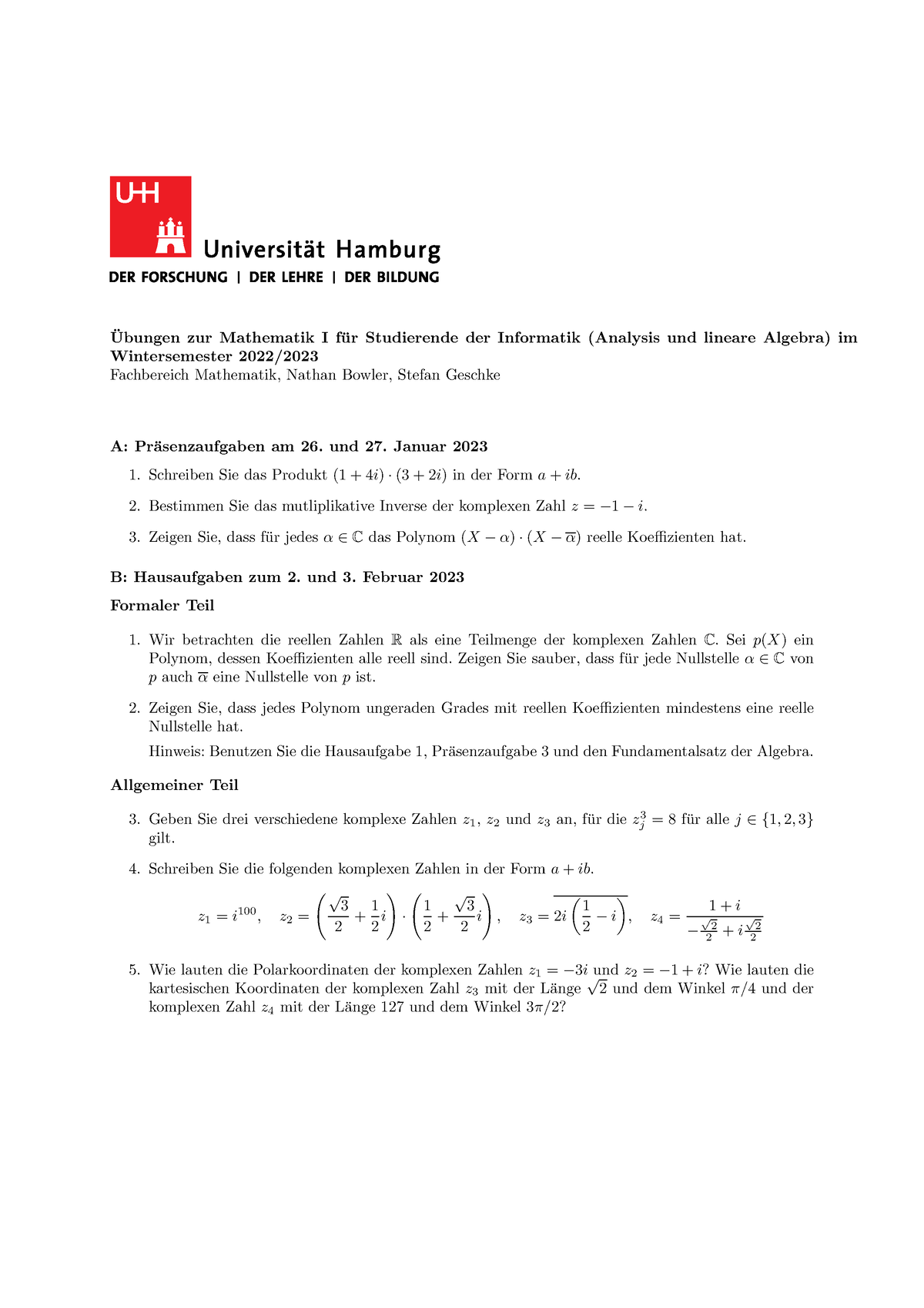 Blatt 13 - Mathematik Übungen Wintersemester 2022/2023 - Ubungen Zur ...