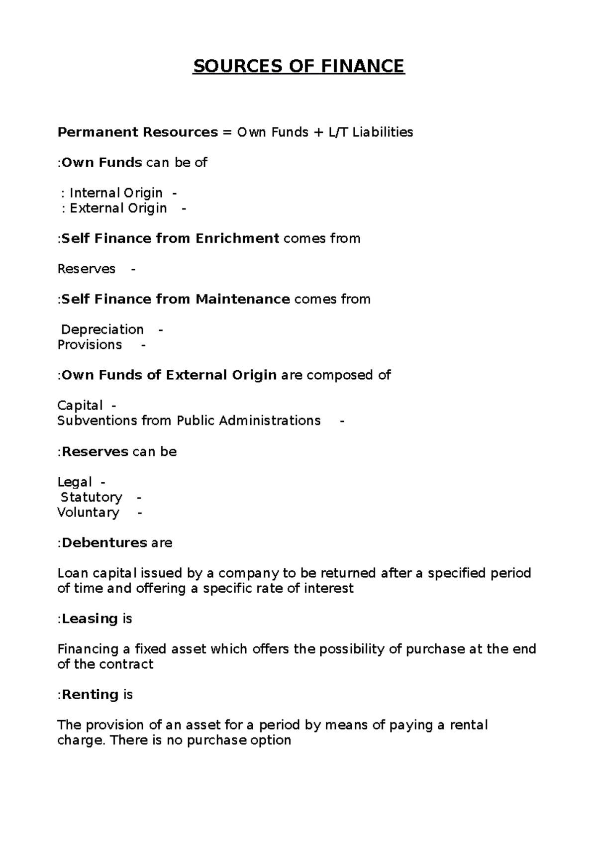 literature review on sources of finance