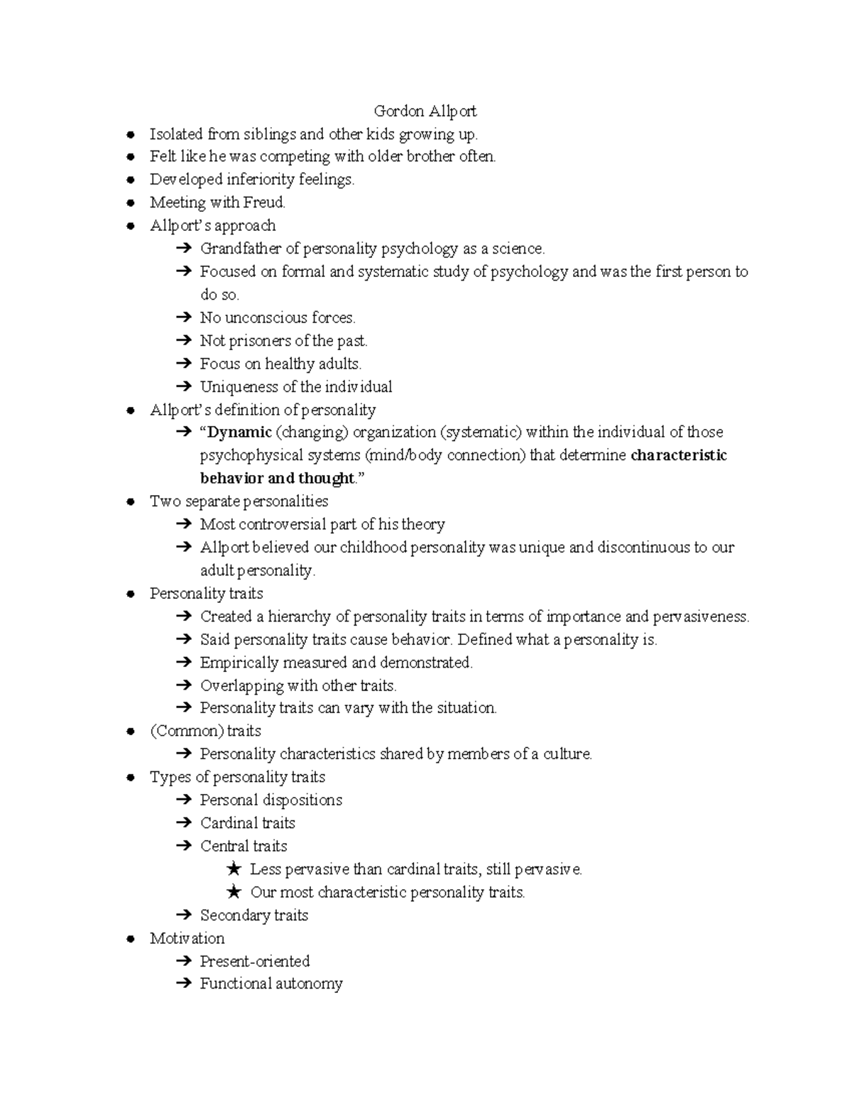 Allport's Approach - Professor Alison McLeish - Gordon Allport Isolated ...