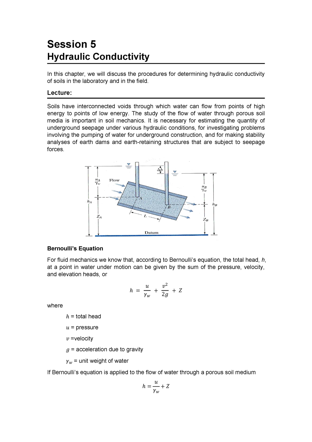 Hydraulic Conductivity 2bsce BS Civil Engineering Studocu