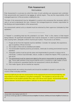 Reinforced beam casting- risk assessment - Risk Assessment Brief ...