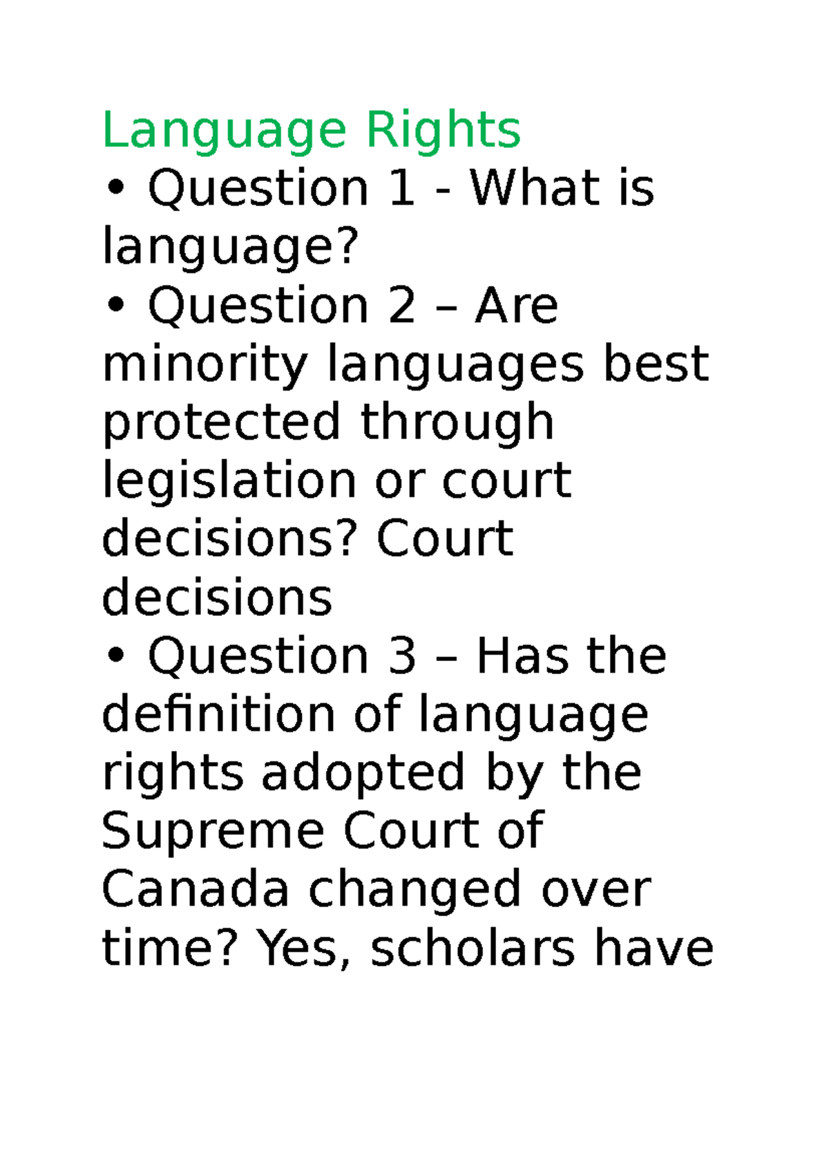 Language Rights- Professional Responsibility Notes - Language Rights ...