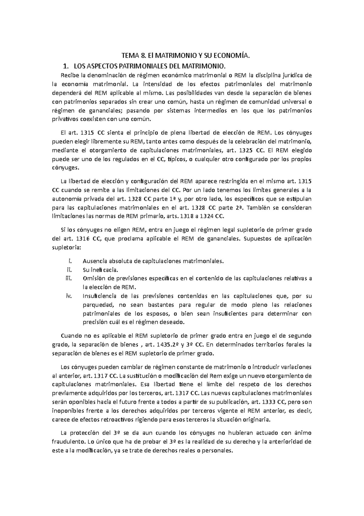 TEMA 8 - Apuntes 8 - TEMA 8. El MATRIMONIO Y SU ECONOMÍA. 1. LOS ...