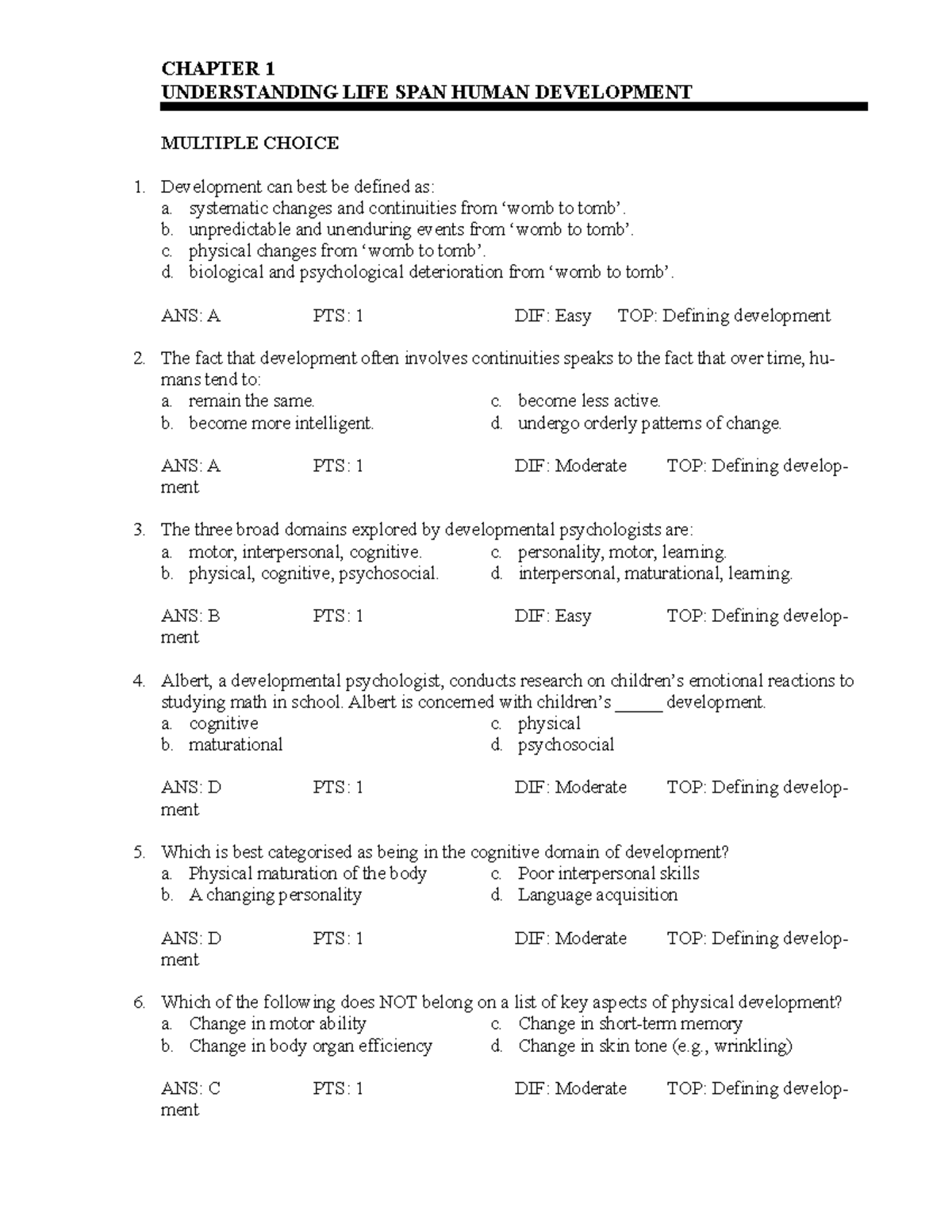 Chapter One Quiz Questions And Answers - CHAPTER 1 UNDERSTANDING LIFE ...