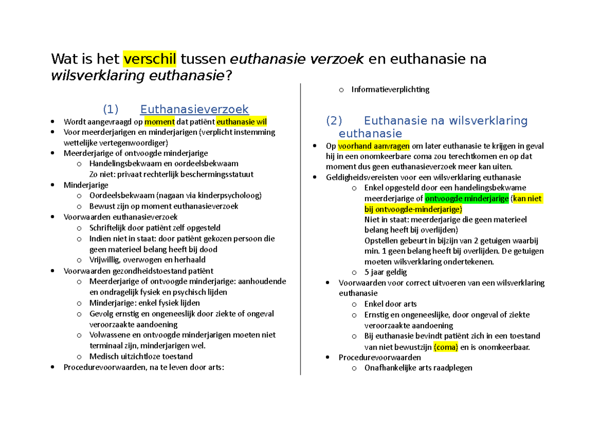 Euthanasieverklaring Voorbeeld