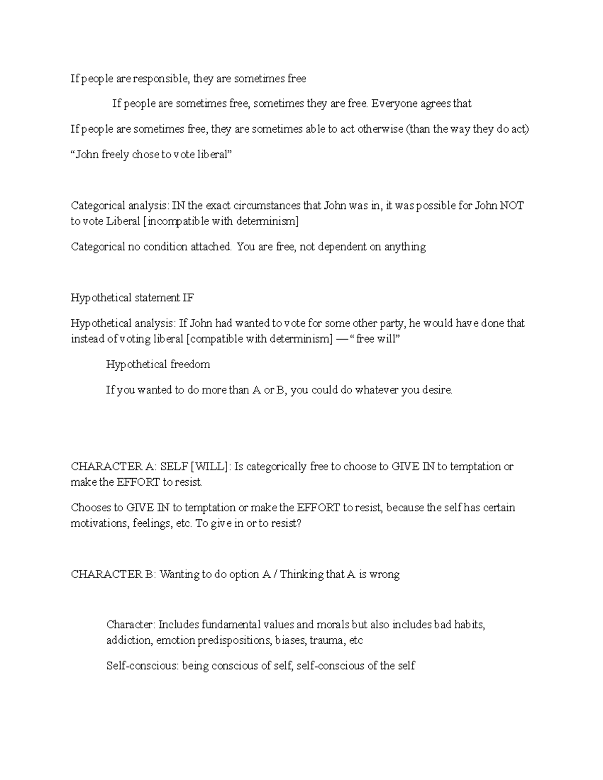 (R6) Lecture Notes for Has The Self Free Will by C.A. Campbell - If ...