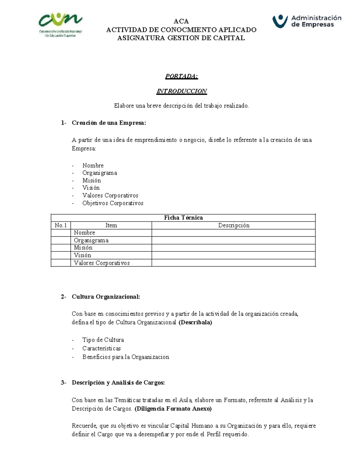 Estructura Aca No 3 Gestion De Capital Humano Aca Actividad De
