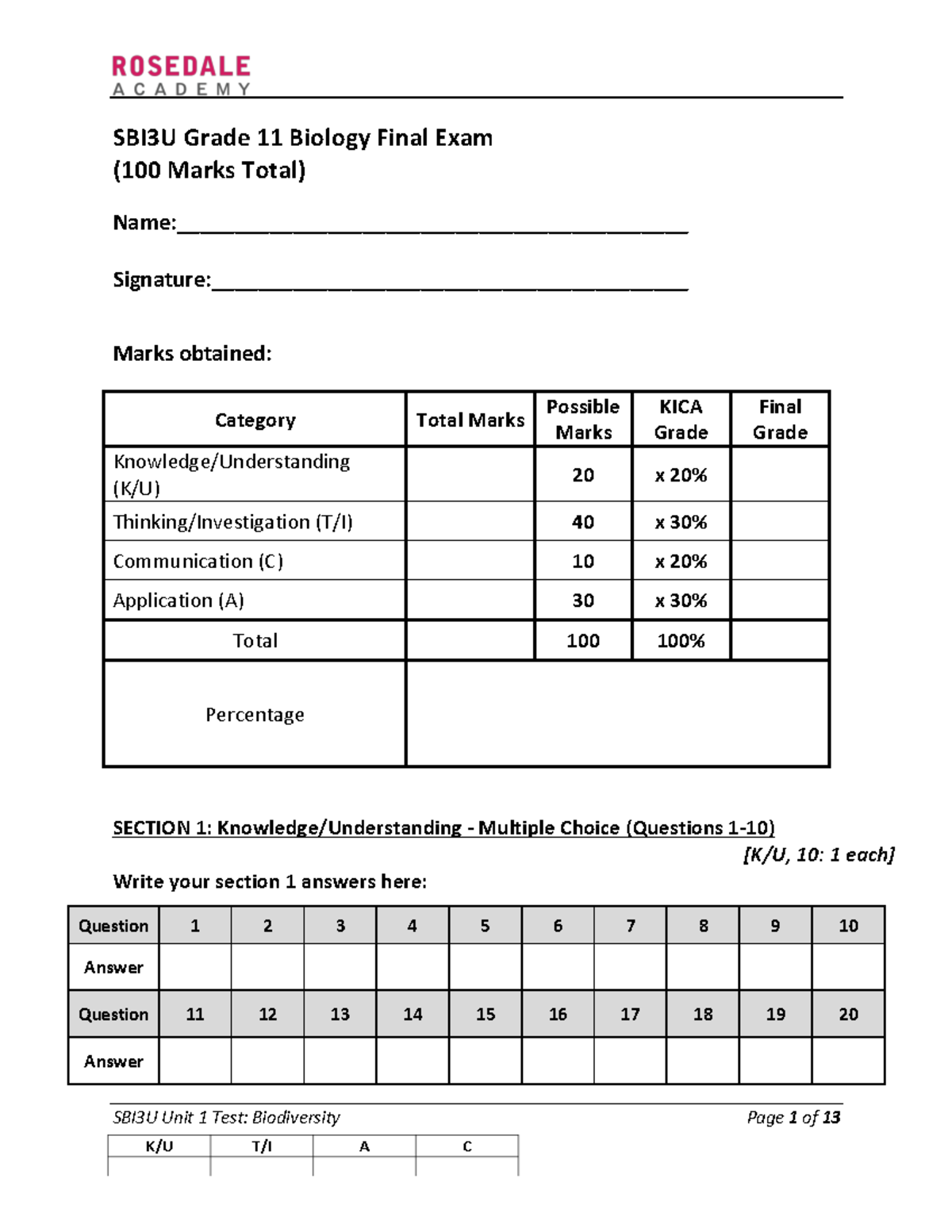 Sbi3u Unit 3 Test Evolution Answers