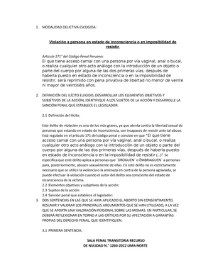 Upn Analisis Penal Universidad Privada Del Norte Curso Derecho Penal Ii Examen T Tema