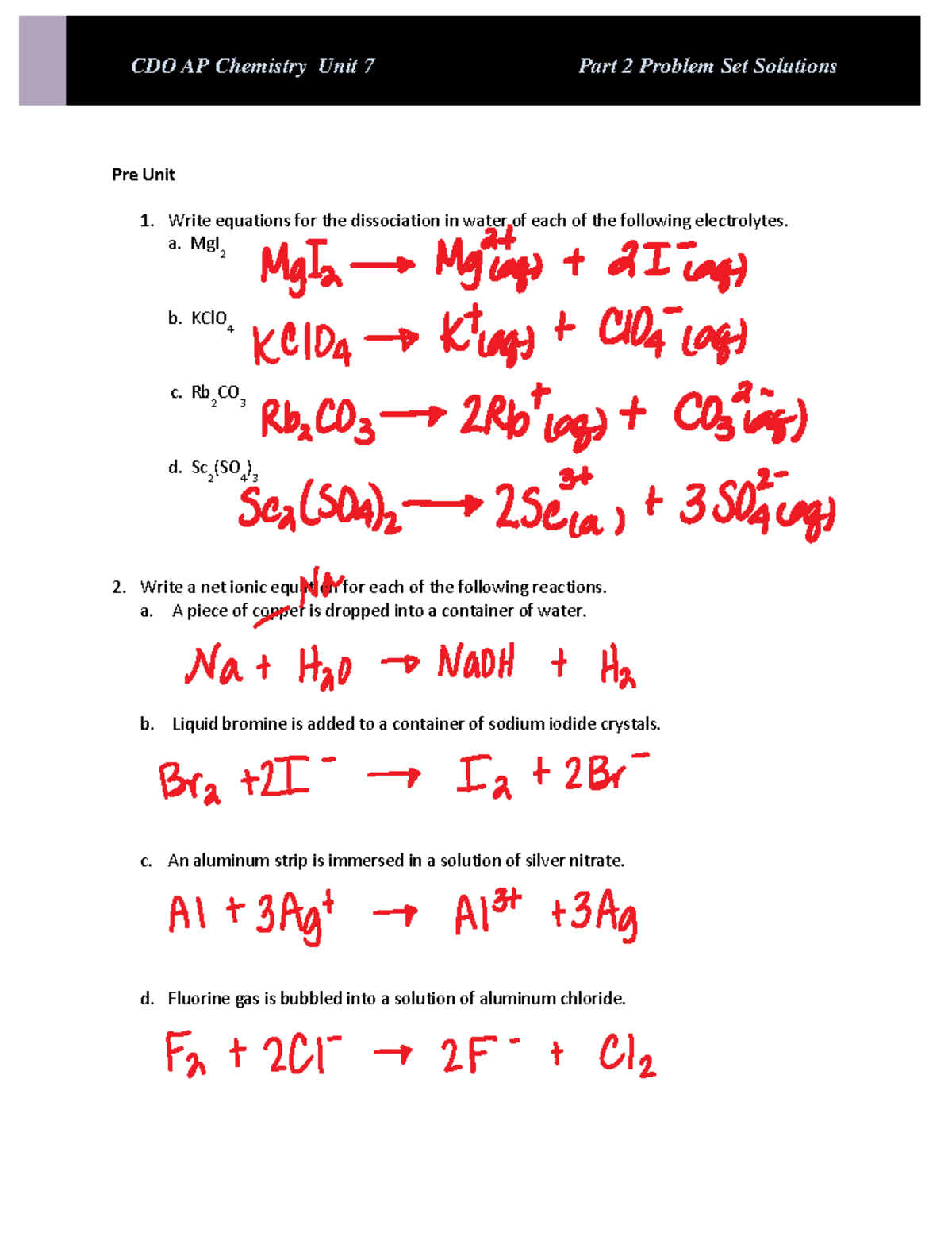 Ap - ads - SCHS AP Chemistry Unit 7 Part 2 Solutions Pre Unit Write ...