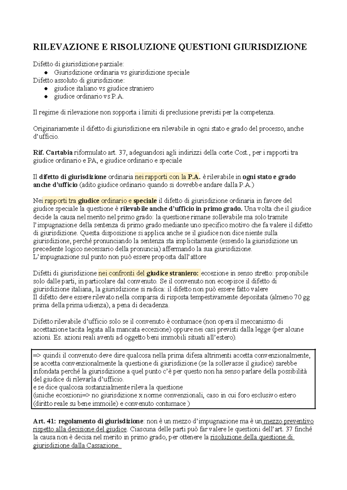 Rilievo Delle Questioni Di Giurisdizione - RILEVAZIONE E RISOLUZIONE ...