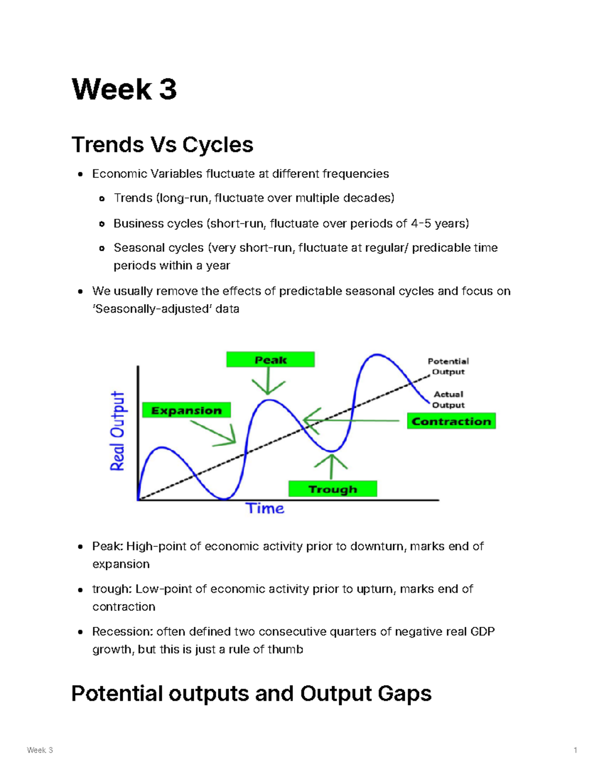 Intro to microeconomics Week 3 - Week 3 Trends Vs Cycles Economic ...