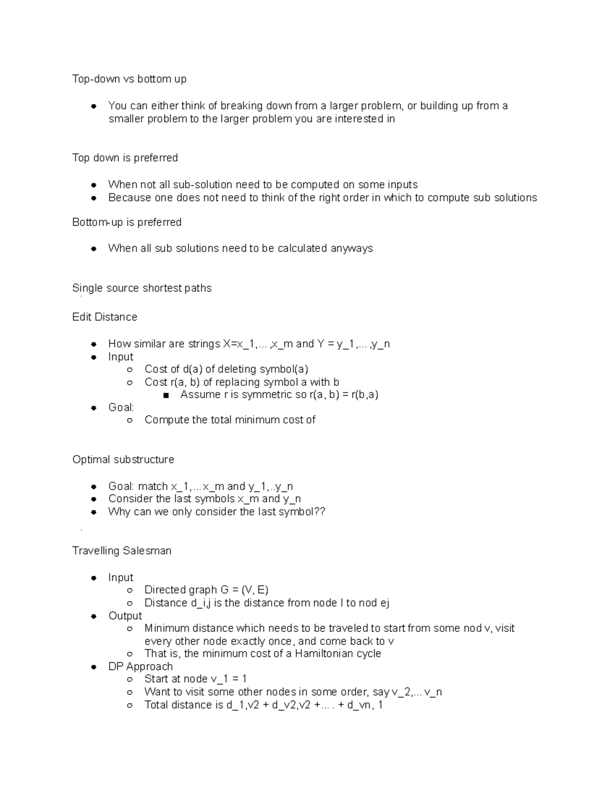 CSC373 - Dynamic Programming Notes - Top-down vs bottom up You can ...